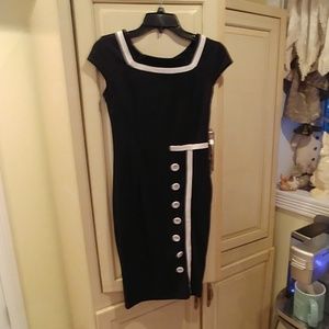Black and white knee length dress
